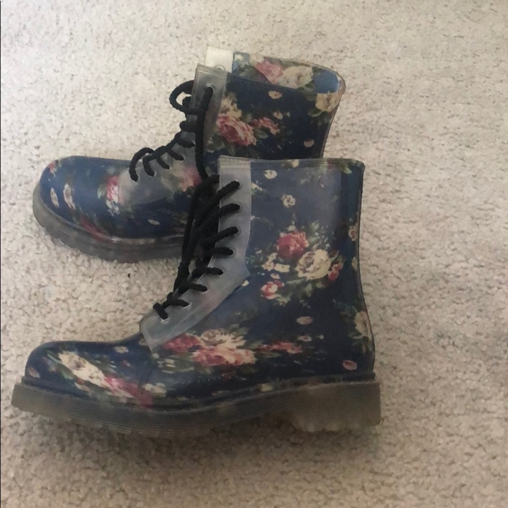 Floral patterned rain boots